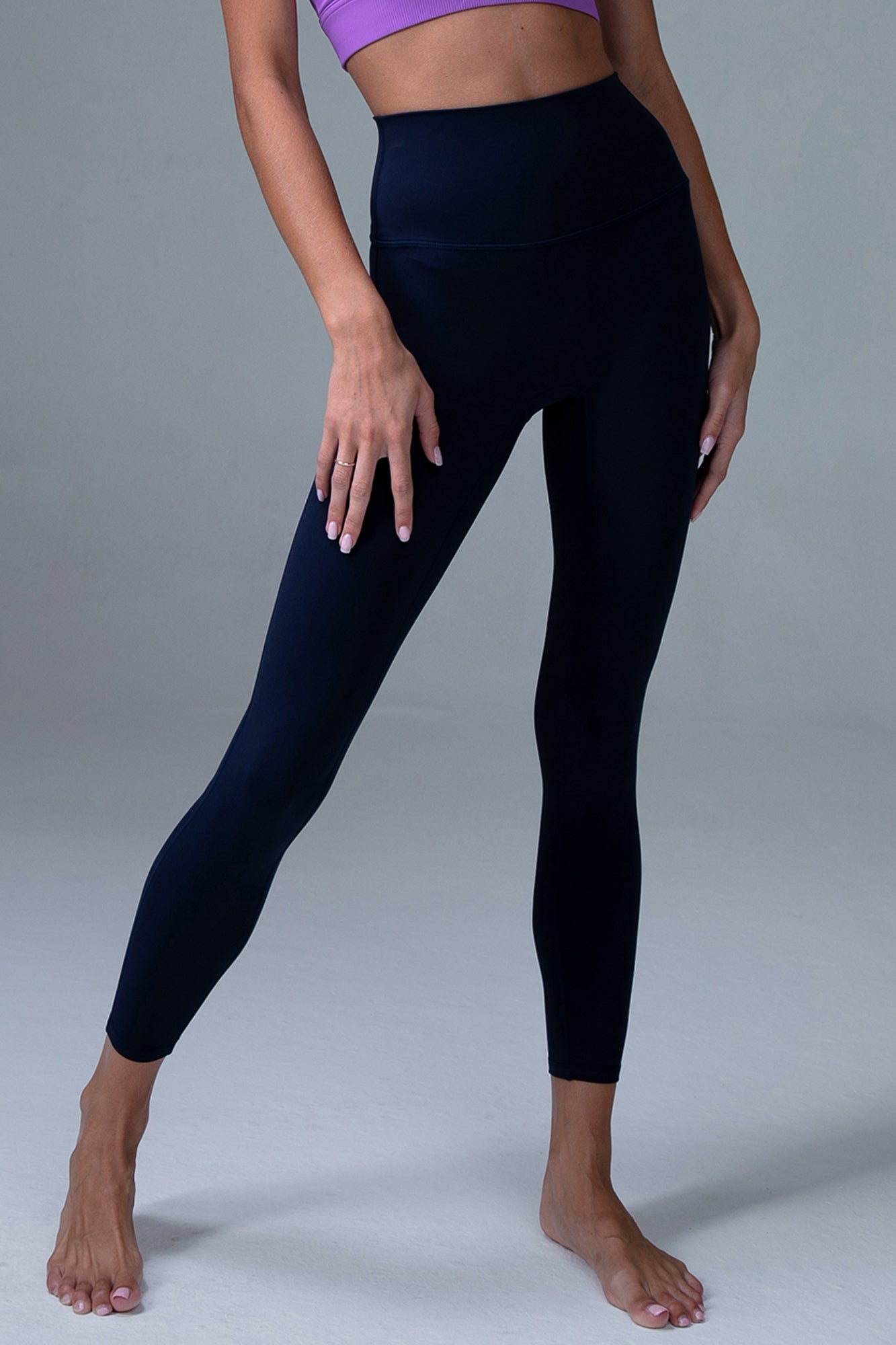 MFD Pull On High Waisted Solid Yoga 7/8 Leggings