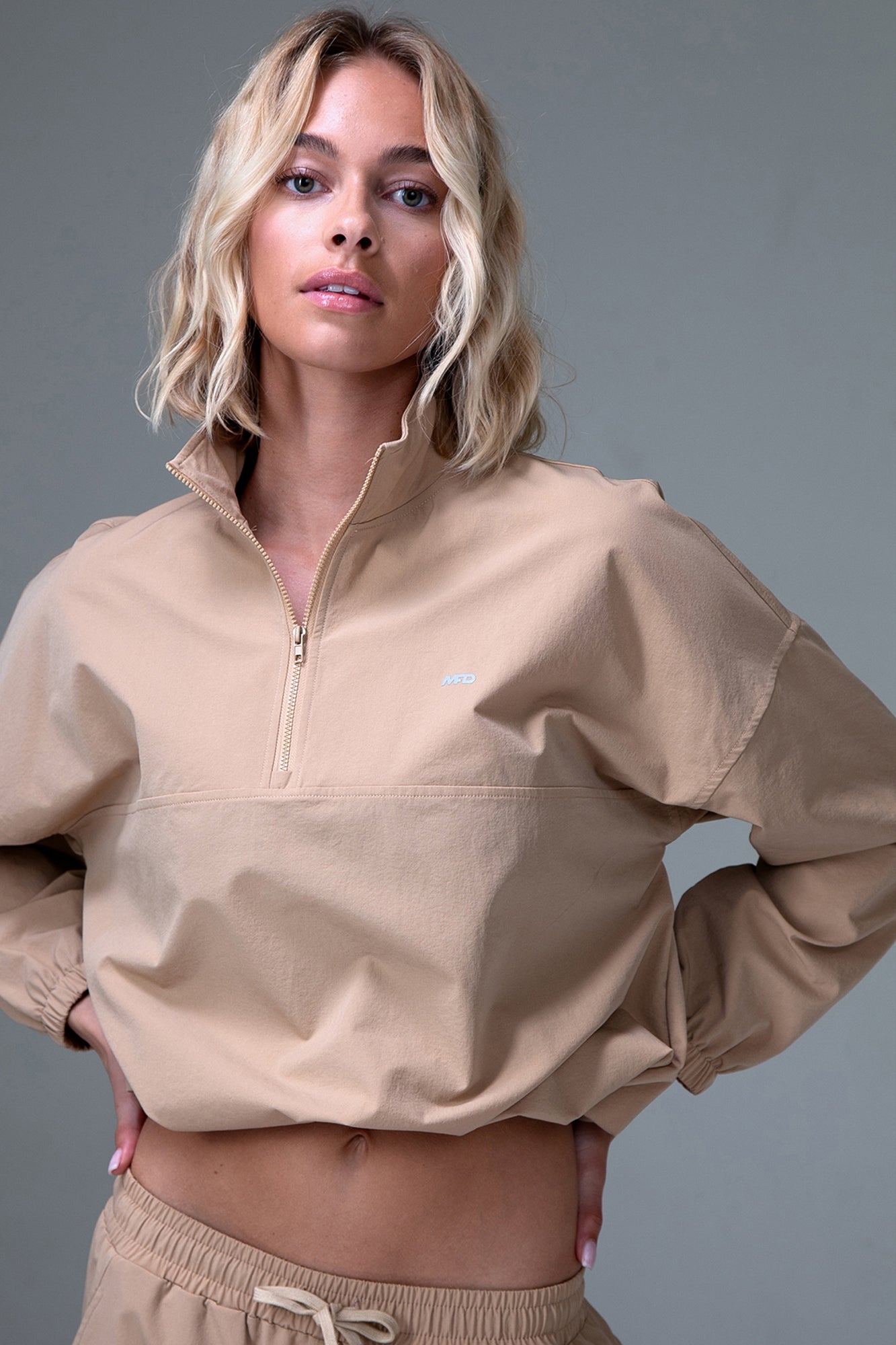 MFD Collared Zipper Long Sleeve Adjustable Block Hiking Cargo Jacket